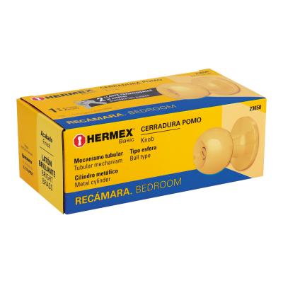 CERRADURA POMO BRILLANTE RECÁMARA HERMEX (23658)